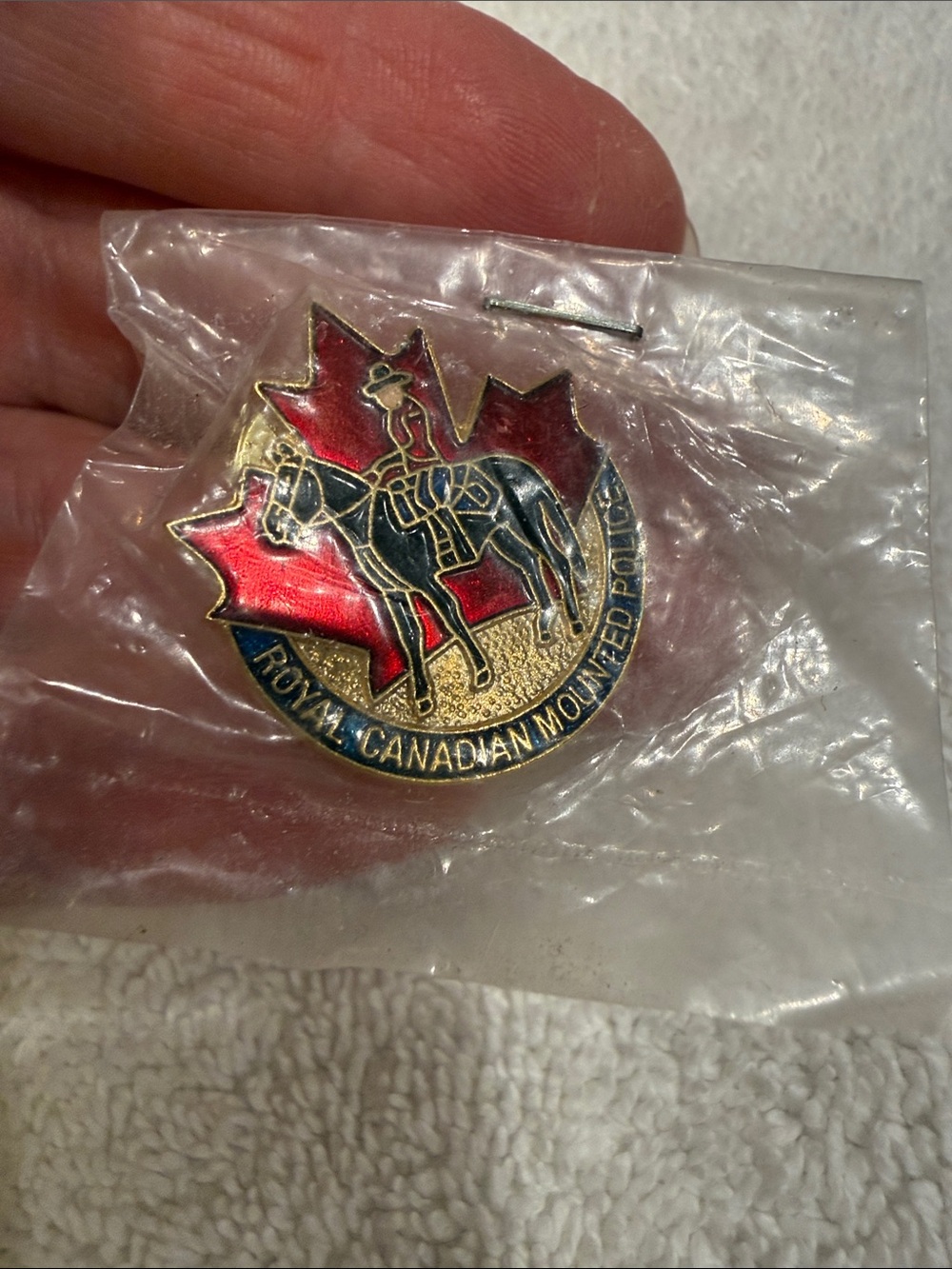 Royal Canadian Mounted Police Enamel Lapel Pin - Red & Gold